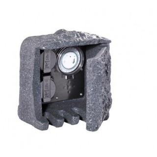 Trio-Lighting OUTDOOR Outdoor socket 9961 grey with 2 power sockets + timer