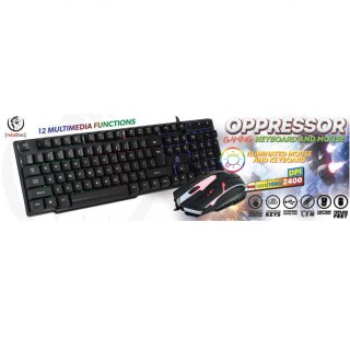 Rebeltec OPPRESSOR Gaming Kombo Komplekts Klaviatūra ar Apgaismojumu + Pele 2400DPI USB Melns (ENG)