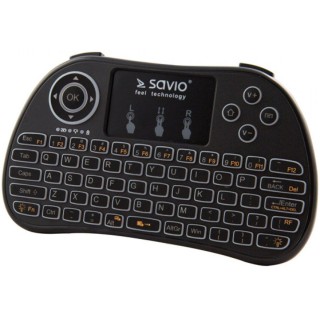 Savio KW-02 Wireless Mini Keyboard For  PC / PS4 / XBOX / Smart TV / Android + TouchPad Black (With Backlight)