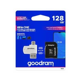 Goodram MicroSDXC Class 10 UHS I 128GB Карта памяти + Картридер + Адаптер