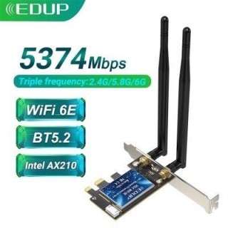 EDUP EP-9651 Wi-Fi 6E PCIE Cетевая карта / AX3000 / Intel AX210 / Bluetooth 5.2