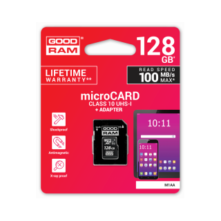 Goodram  microSDXC class 10 UHS I 128GB Memory Card + Adapter