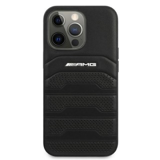 AMG AMHCP13LGSEBK Leather Debossed Lines Back Case For Apple iPhone 13 Pro Black
