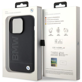 BMW Leather Hot Stamp Case Aizmugurējais Ādas Apvalks Priekš Apple iPhone 15 Pro