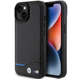 BMW PU Carbon Case Aizmugurējais Apvalks Priekš Apple iPhone 15