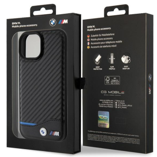 BMW PU Carbon Case Aizmugurējais Apvalks Priekš Apple iPhone 15