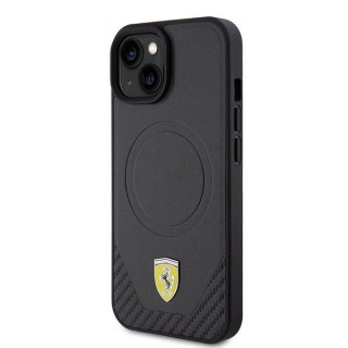 Ferrari Carbon Metal Logo MagSafe Back Case for Apple iPhone 15