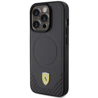 Ferrari Carbon Metal Logo MagSafe Back Case for Apple iPhone 15 Pro