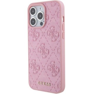 Guess Leather 4G Stamped Back Case Aizsargapvalks Priekš Apple iPhone 15 Pro Max