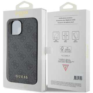 Guess PU 4G Metal Logo Case Aizsargapvalks Priekš Apple iPhone 15 Plus