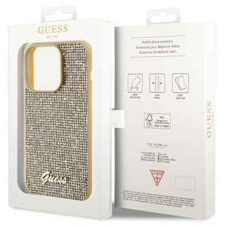 Guess PU Disco Script Metal Case Защитный Чехол для Apple iPhone 15 Pro Max