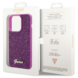 Guess PU Disco Script Metal Case for Apple iPhone 15