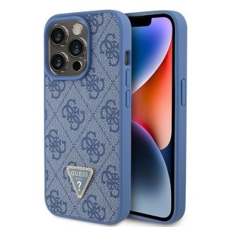 Guess PU Leather 4G Triangle Strass Case Aizsargapvalks Priekš iPhone 15 Pro