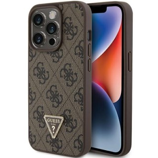 Guess PU Leather 4G Triangle Strass Case for iPhone 15 Pro Max