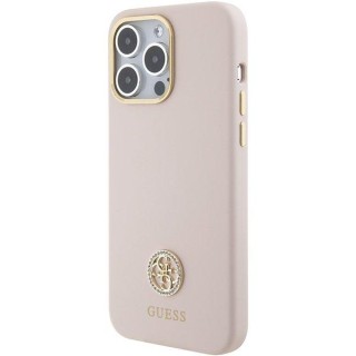 Guess Silicone Logo Strass 4G Back Case Aizsargapvalks Priekš Apple iPhone 15 Pro Max