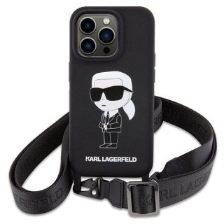 Karl Lagerfeld Crossbody Silicone Ikonik Back Case Aizsargapvalks Priekš Apple iPhone 15 Pro