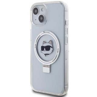 Karl Lagerfeld Ring Stand Choupette Head MagSafe Back Case Aizsargapvalks Priekš Apple iPhone 15