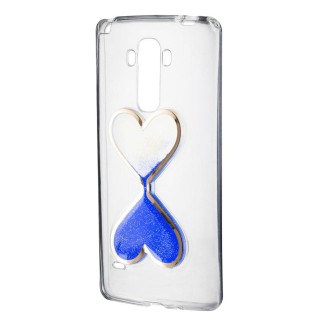Mocco 4D Silikone Back Case For Mobile Phone With Clock and Liquid Stars For LG H815 G4 Transparent - Blue