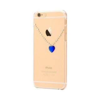 X-Fitted Plastic Case With Swarovski Crystals for Apple iPhone  6 / 6S Gold / Blue heart