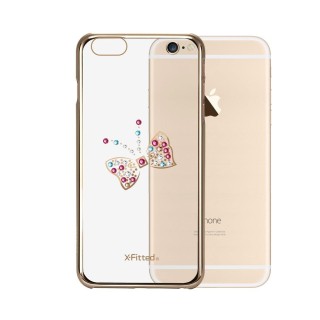 X-Fitted Plastic Case With Swarovski Crystals for Apple iPhone  6 / 6S Gold / Butterfly