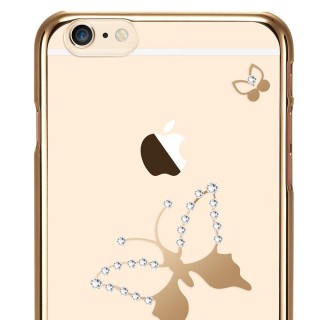 X-Fitted Plastic Case With Swarovski Crystals for Apple iPhone  6 / 6S Gold / Classic Butterfly