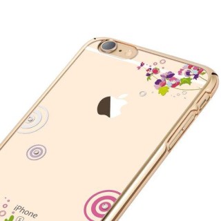 X-Fitted Plastic Case With Swarovski Crystals for Apple iPhone  6 / 6S Gold / Colorful Floral