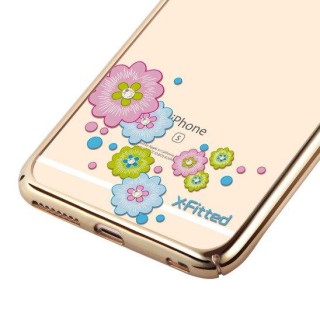 X-Fitted Plastic Case With Swarovski Crystals for Apple iPhone  6 / 6S Gold / Flourishing Bloom