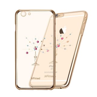 X-Fitted Plastic Case With Swarovski Crystals for Apple iPhone  6 / 6S Gold / Starry Sky