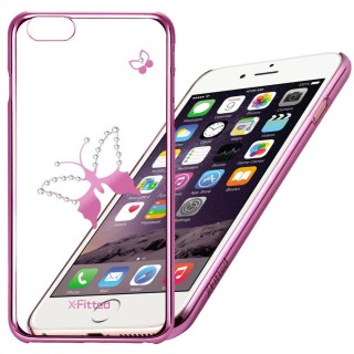 X-Fitted Plastic Case With Swarovski Crystals for Apple iPhone  6 / 6S Pink / Classic Butterfly