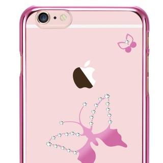 X-Fitted Plastic Case With Swarovski Crystals for Apple iPhone  6 / 6S Pink / Classic Butterfly