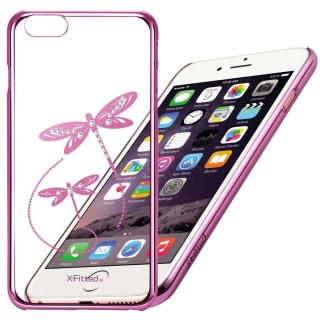 X-Fitted Plastic Case With Swarovski Crystals for Apple iPhone  6 / 6S Pink / Dragonfly