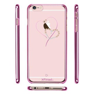 X-Fitted Plastic Case With Swarovski Crystals for Apple iPhone  6 / 6S Pink / Hearts