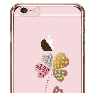 X-Fitted Plastic Case With Swarovski Crystals for Apple iPhone  6 / 6S Rose gold / Lucky Clover