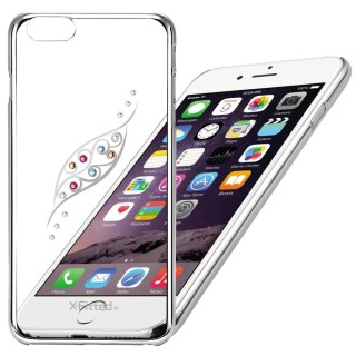 X-Fitted Plastic Case With Swarovski Crystals for Apple iPhone  6 / 6S Silver / Graceful Leaf