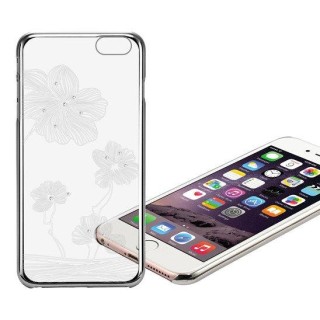 X-Fitted Plastic Case With Swarovski Crystals for Apple iPhone  6 / 6S Silver / Lotus