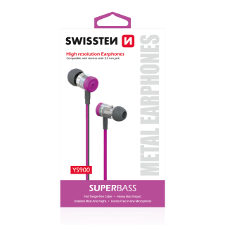 Swissten SuperBass Earbuds Metal YS900 Stereo  Headset With Microphone 3,5mm / 1.2m