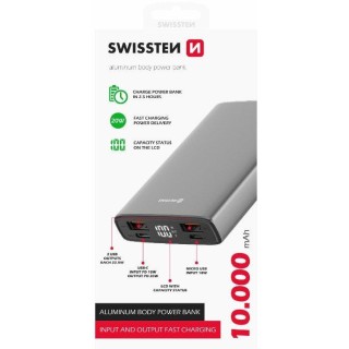 Swissten Aluminium Power Power Bank 2xUSB / USB-C / Micro USB / 20W / 10000 mAh