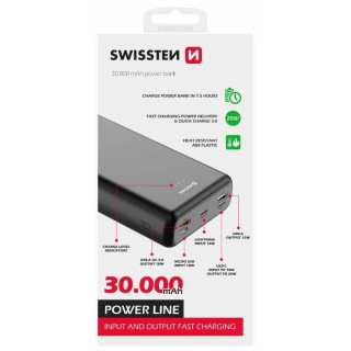 Swissten Line Power Power Bank 2xUSB / USB-C / Micro USB / Lightning / 20W / 30000 mAh
