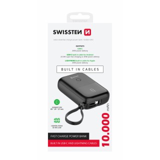 Swissten Power Bank with USB-C and Lightning Cable 10 000 mAh 22.5W