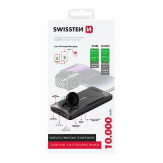 Swissten Bezvadu Power Bank Ārējas uzlādes baterija Priekš Apple Watch un MagSafe ierīcem 10000mAh