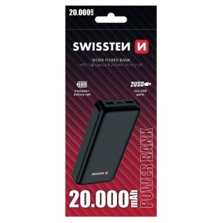Swissten Worx Power Banka Universāla Ārējas Uzlādes Baterija 2x 2.4А USB / Smart IC / 20000 mAh