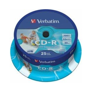 Verbatim Matricas CD-R AZO 700MB 1x-52x Wide Printable, ID Bran,25 Pack Spindle