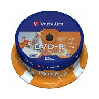 Verbatim Матрицы DVD-R AZO  4.7GB 16x Wide Printable ID Brand 25 Pack Spindle