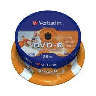 Verbatim Matricas DVD-R AZO 4.7GB 16x Wide Printable ID Brand 25 Pack Spindle