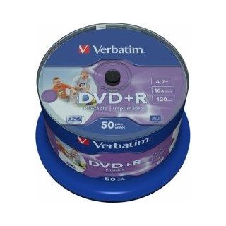 Verbatim Matricas DVD+R AZO 4.7GB 16x Wide Printable non ID, 50 Pack Spindle