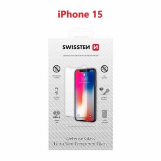 Swissten Ultra Slim Tempered Glass Premium 9H Screen Protector for Apple iPhone 15