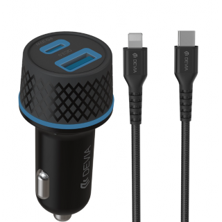 Devia Extreme PD QC USB-C Car Charger 52.5W + USB-C - Lightning cable