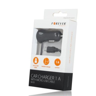 Forever M-01 Car charger whit micro USB cable and LED indicator / 1,5m Black