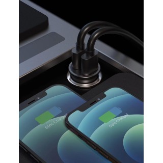 Swissten 30W iPhone / iPad Mеталл Автомобильное зарядное устройство c 20W Power Delivery 10W USB
