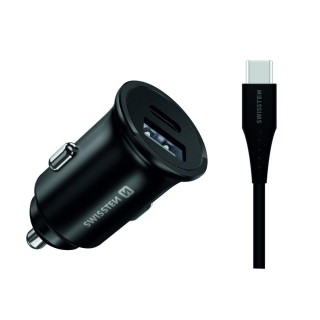 Swissten 35W Металлический адаптер для автомобильного зарядного устройства с 25W Samsung SFC + 10W USB